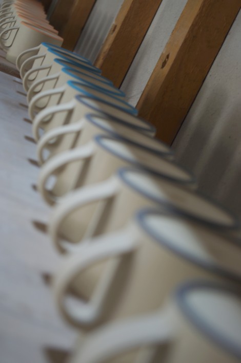 greenware coffee cups drying