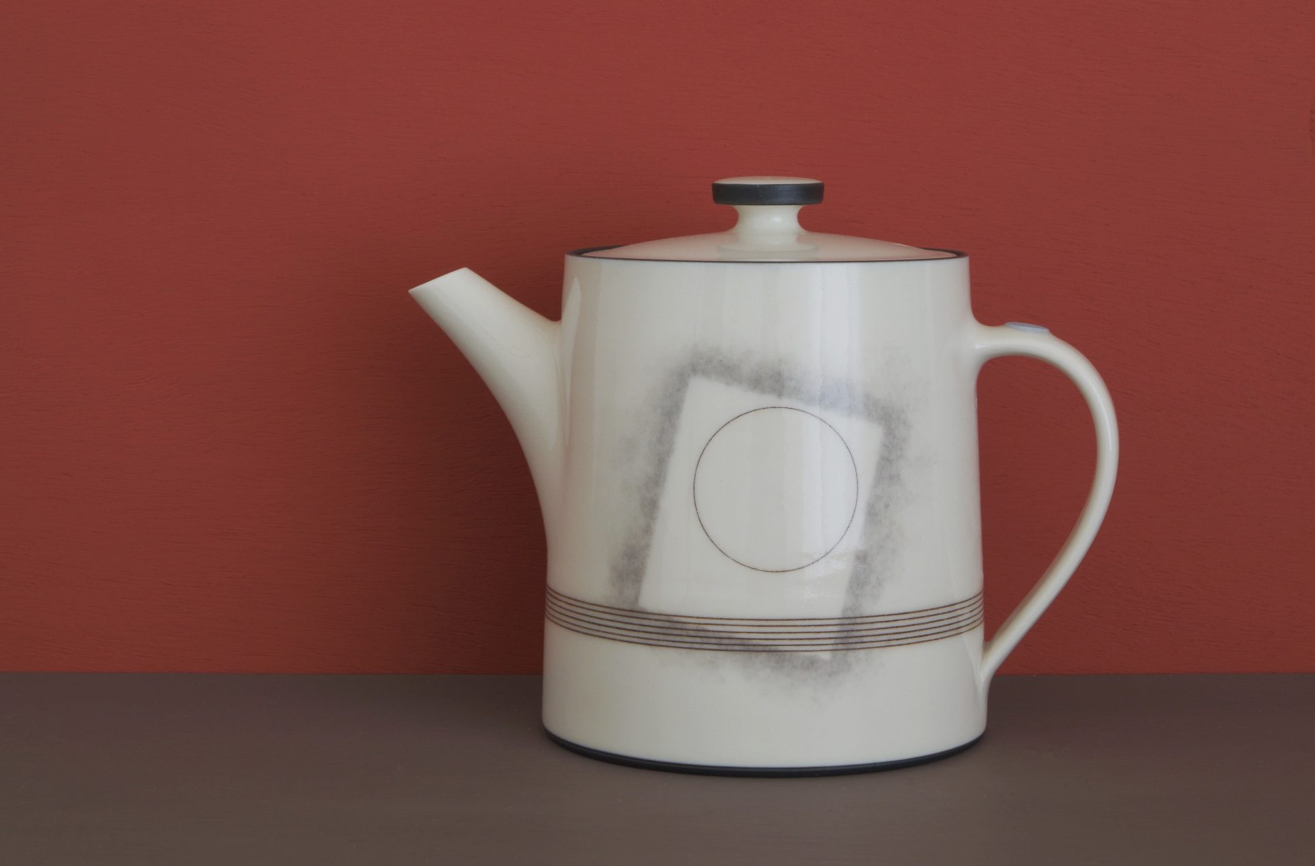 decorated thrown porcelain teapot by James and Tilla Waters