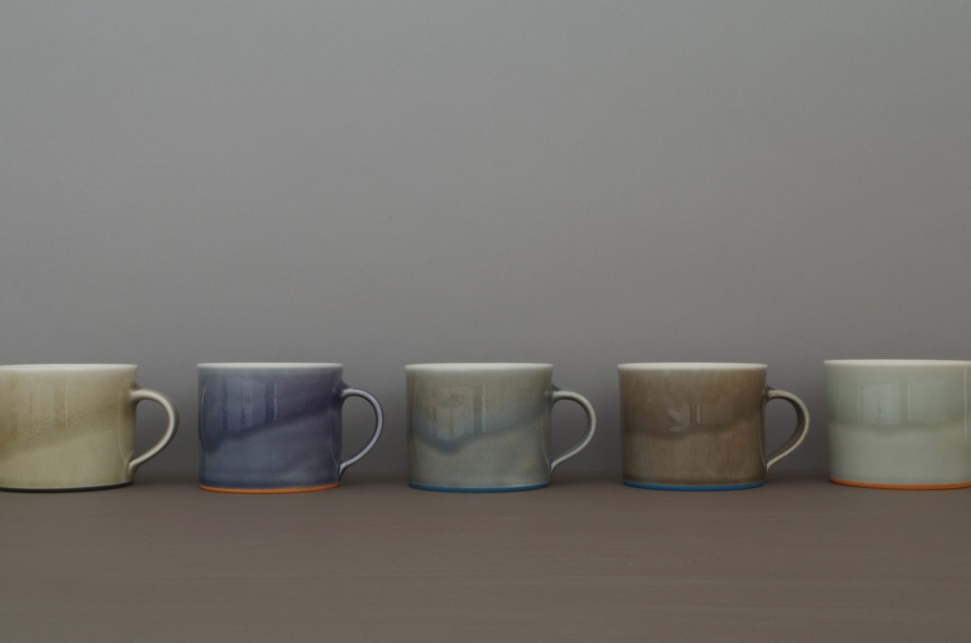 coffee cups in smog slate pond and grey by James and Tilla Waters
