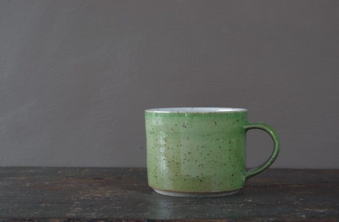 green breakfast mug