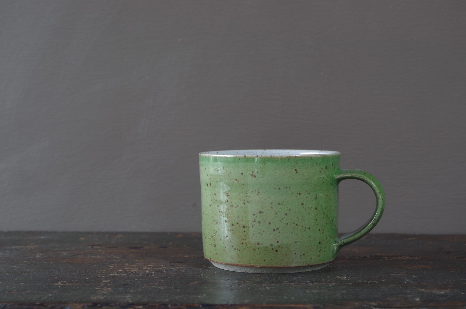 green breakfast mug