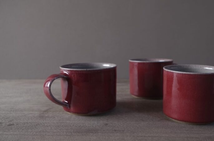 copper red low coffee cup