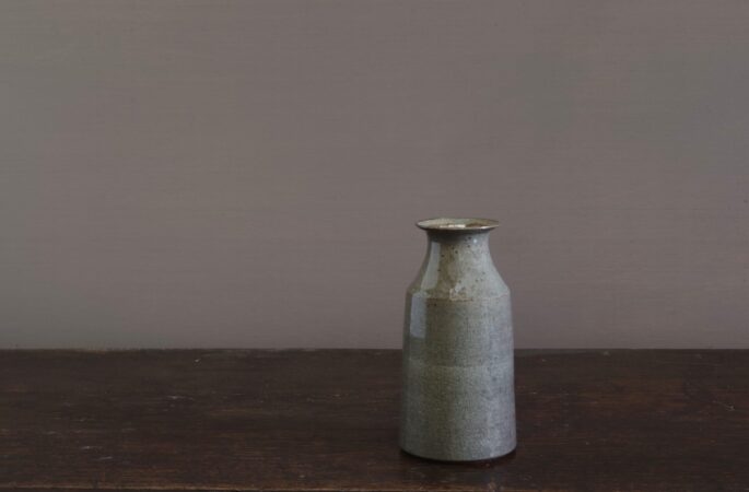 wheel thrown stoneware vase with grey crackle glaze, reduction fired by award winning potters James and Tilla Waters in Carmarthenshire, Wales, UK