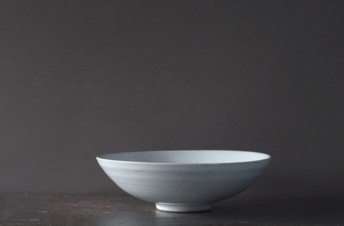 thrown stoneware ramen bowl with off-white glaze by award winning potters James and Tilla Waters in Carmarthenshire, Wales, UK