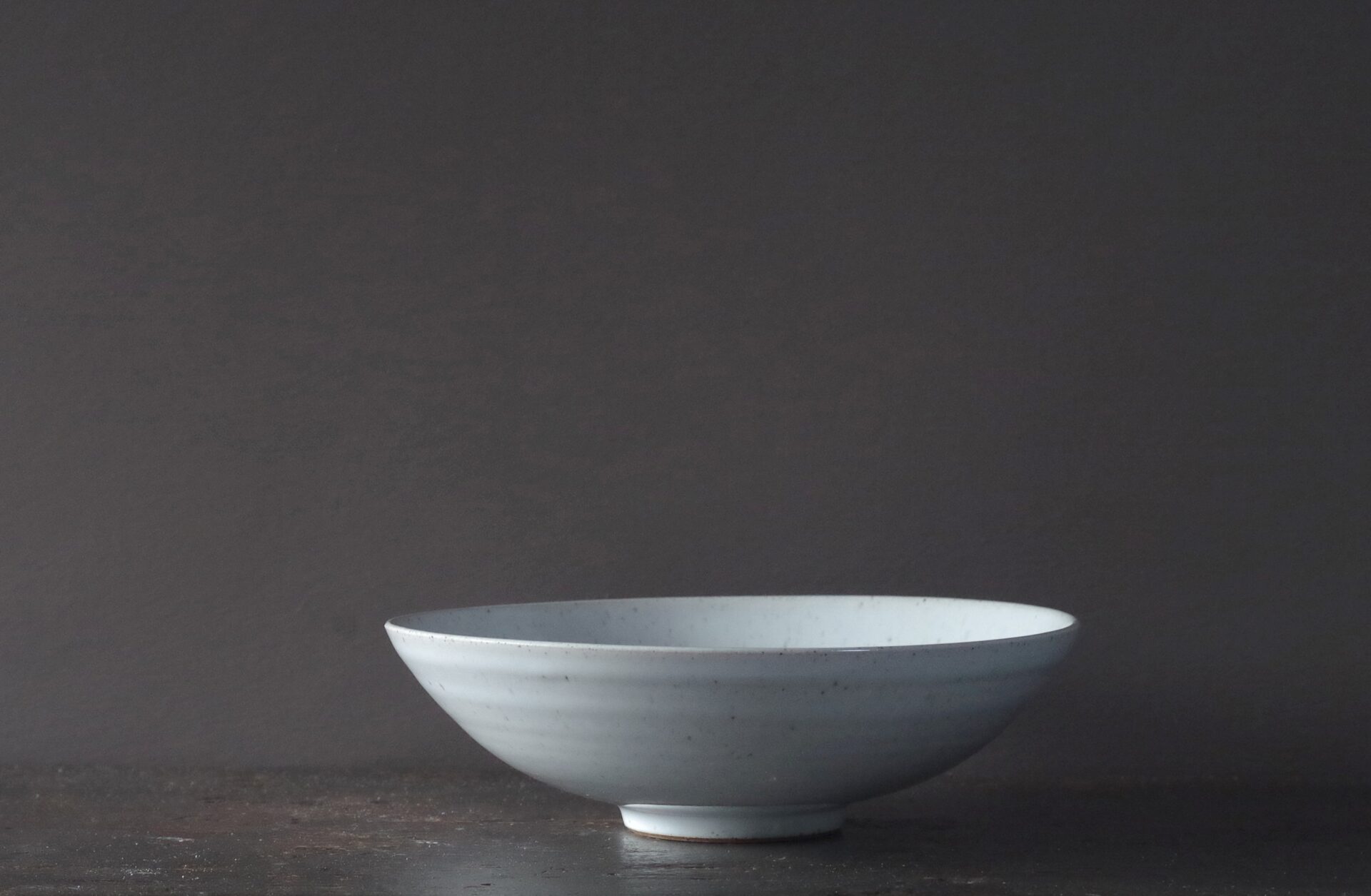 thrown stoneware ramen bowl with off-white glaze by award winning potters James and Tilla Waters in Carmarthenshire, Wales, UK