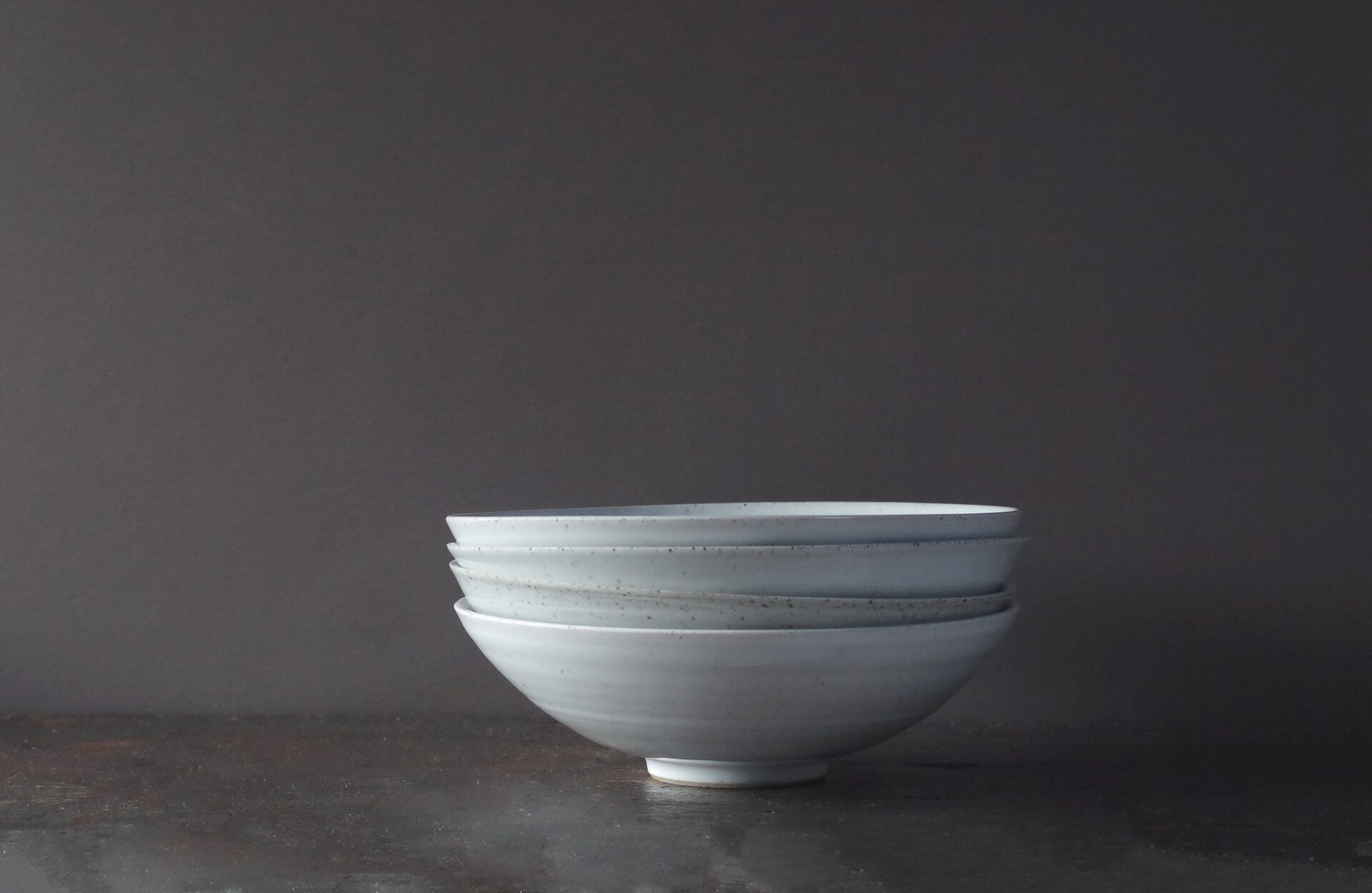 thrown stoneware ramen bowl with off-white glaze by award winning potters James and Tilla Waters in Carmarthenshire, Wales, UK