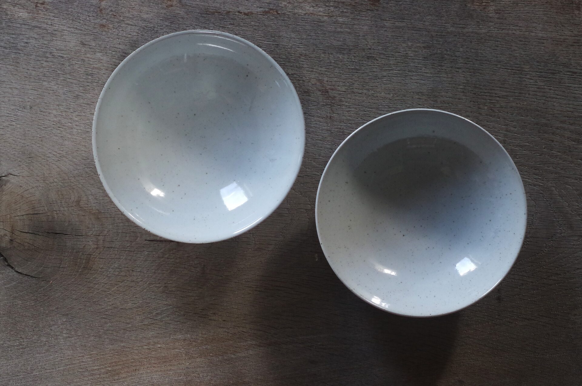 thrown stoneware ramen bowl with off-white glaze by award winning potters James and Tilla Waters in Carmarthenshire, Wales, UK